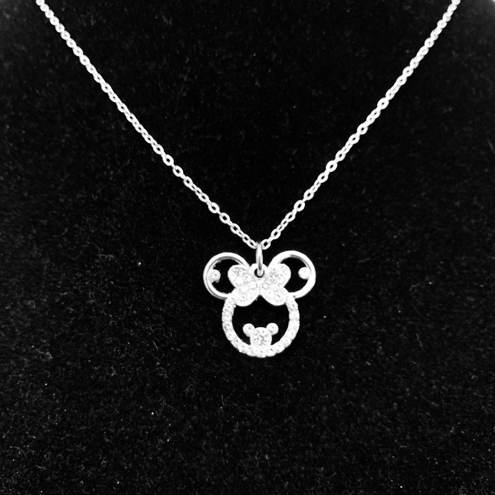 Clear Rhinestone Minnie Mouse necklace